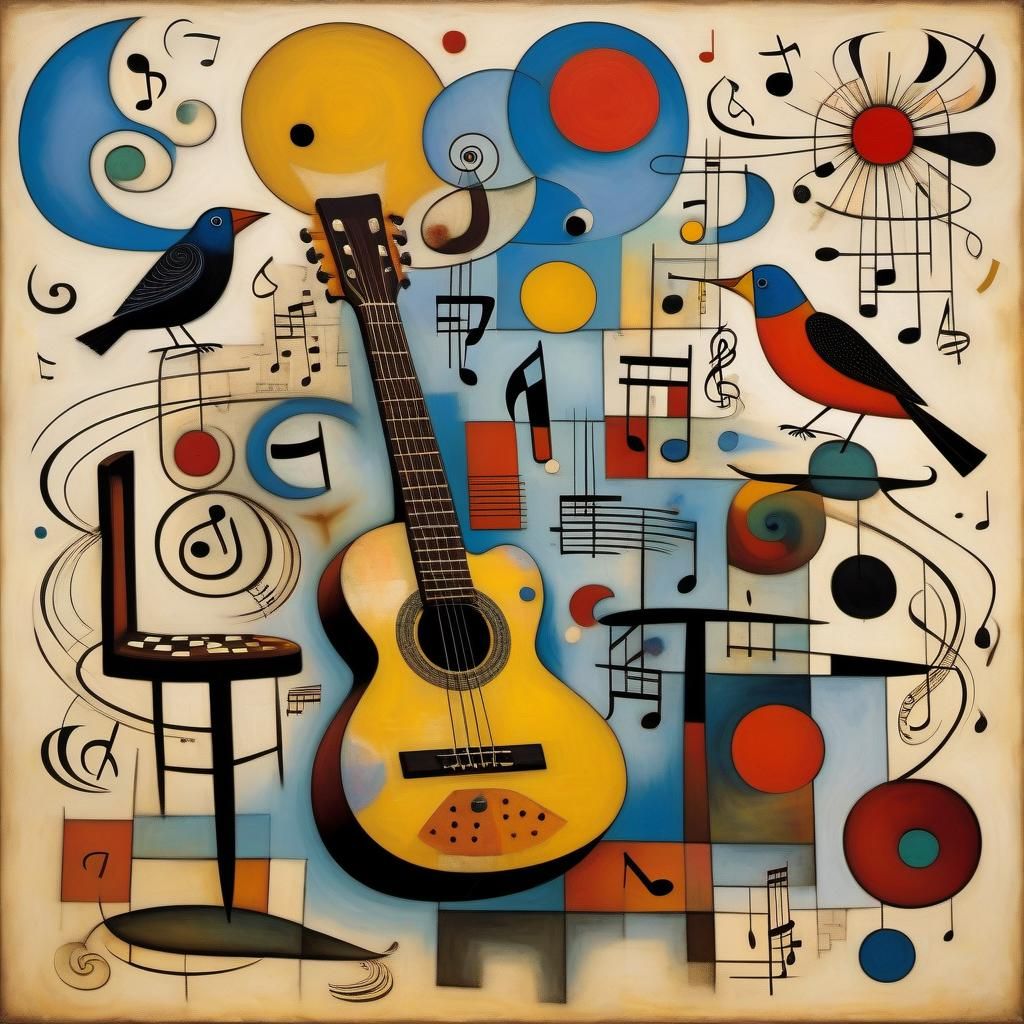 Psychedelic Surrealism: Guitar, Clouds, and Explosions