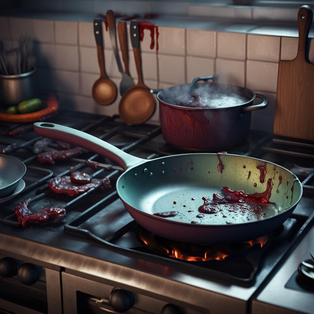 Zombie Frying Pan: Detailed Matte Painting