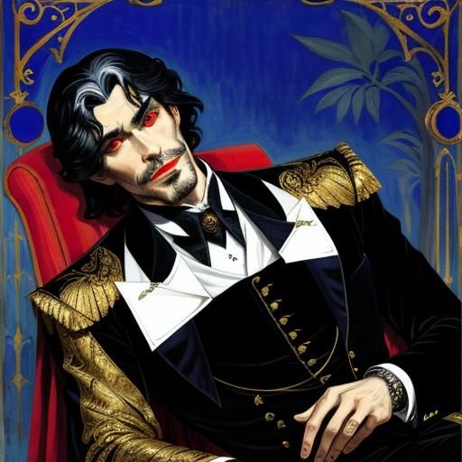 Handsome Vampire Portrait in Artistic Style