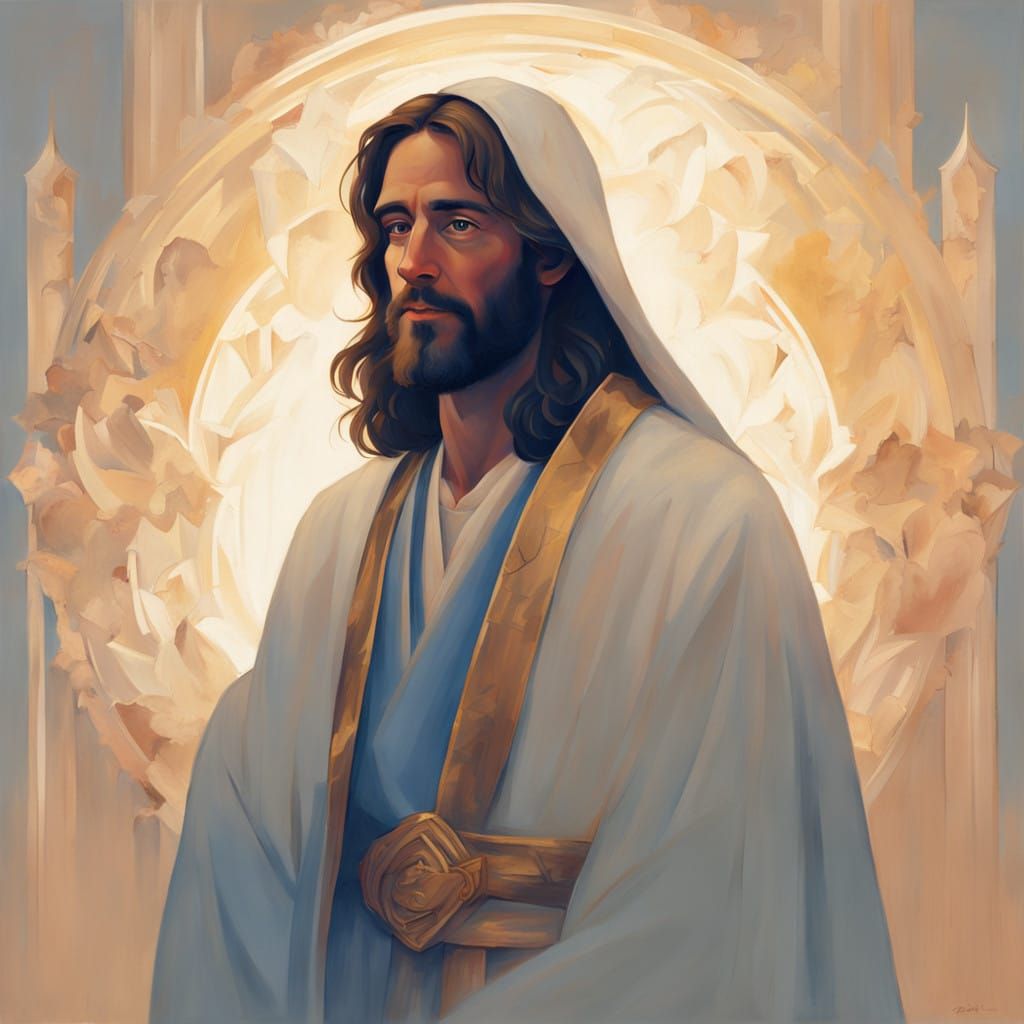 A Renaissance-Style Portrait of Jesus in Heavenly Attire