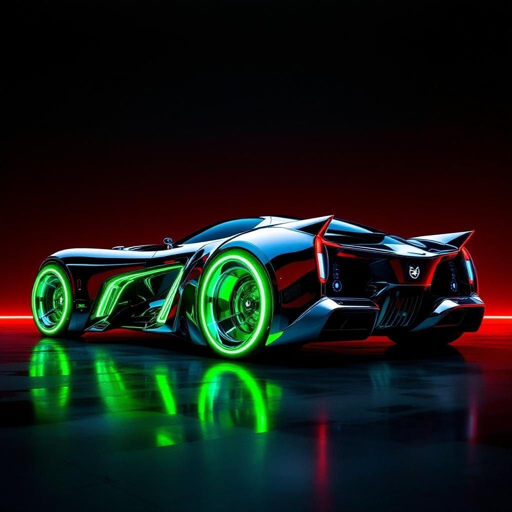 Futuristic 2055 Cadillac in Chrome and Neon