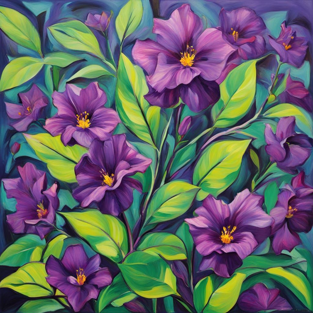 Surrealism Painting of Bahia with Purple and Green Hues