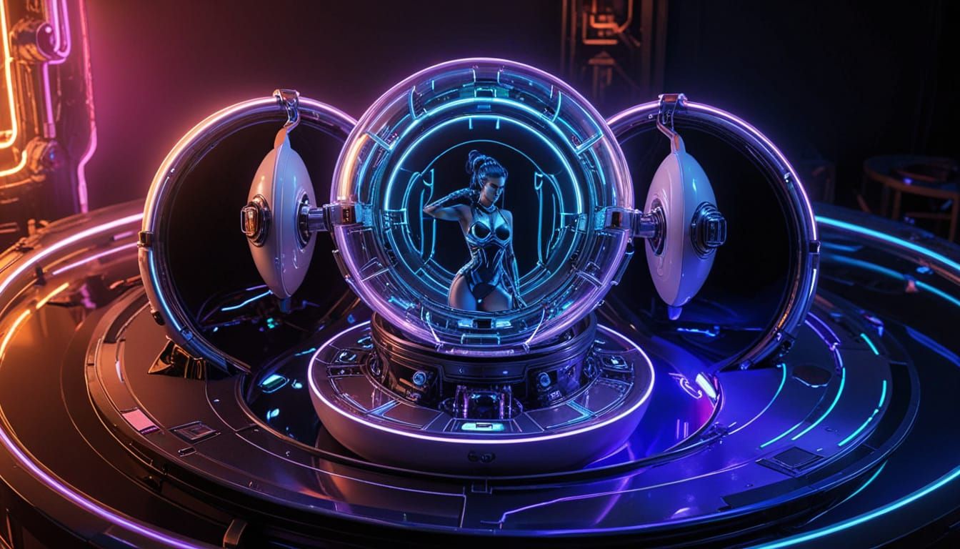 Sultry Cyberpunk Goddess in Neon Cyber-Naughtics Costume