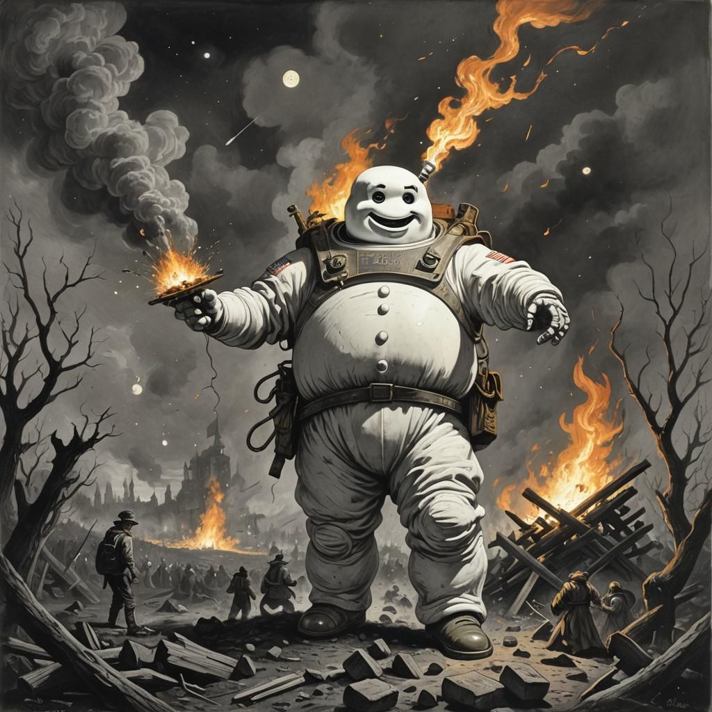 Stay Puft Marshmallow Man in Apocalyptic Horror