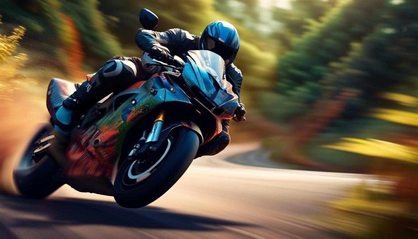 Motorcycle Race from Driver's View in Matte Painting