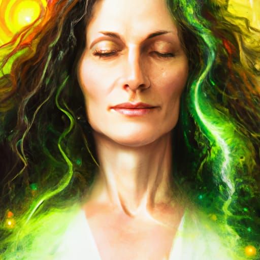 Meditative Woman Portrait in Art Nouveau Style