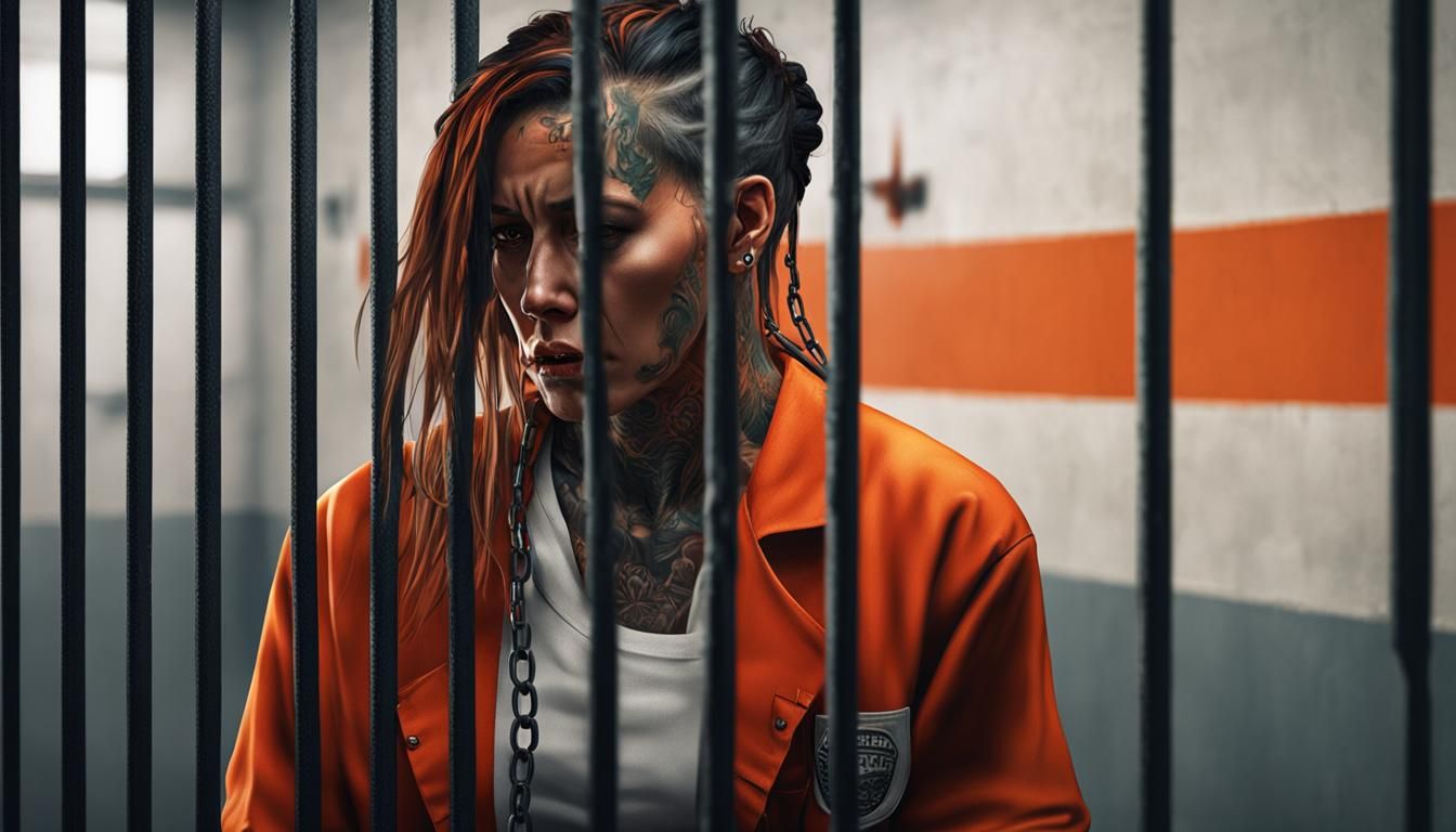 Hyperrealistic Inmate Crying in Prison Cell