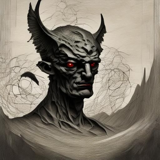 Cubist Gargoyle Portrait in Abstract Style