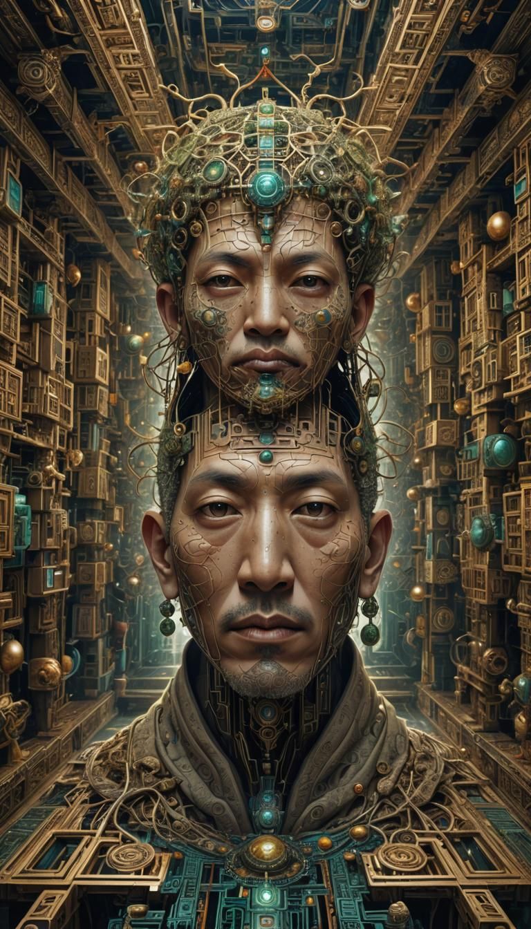 Taoist Monk Tesseract Body: Fractal Digital Art