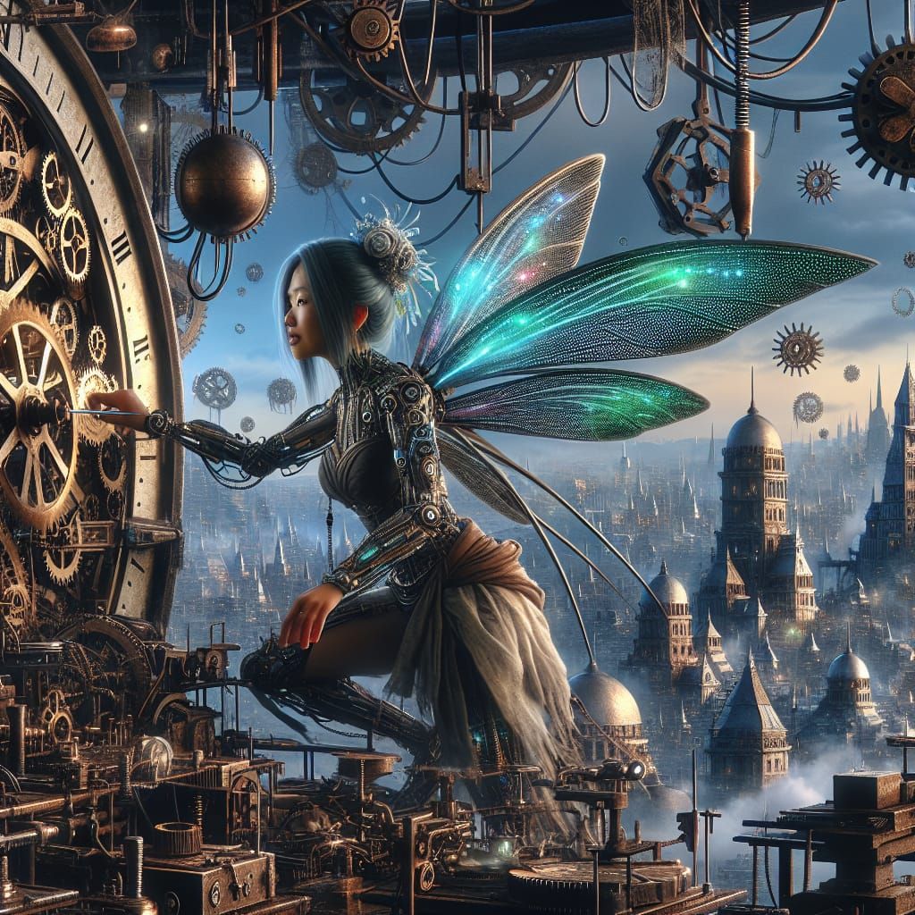 Steampunk Fairy Mechanic in Metropolis