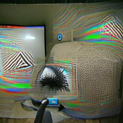 Surreal TV Static Eyes in Close-up