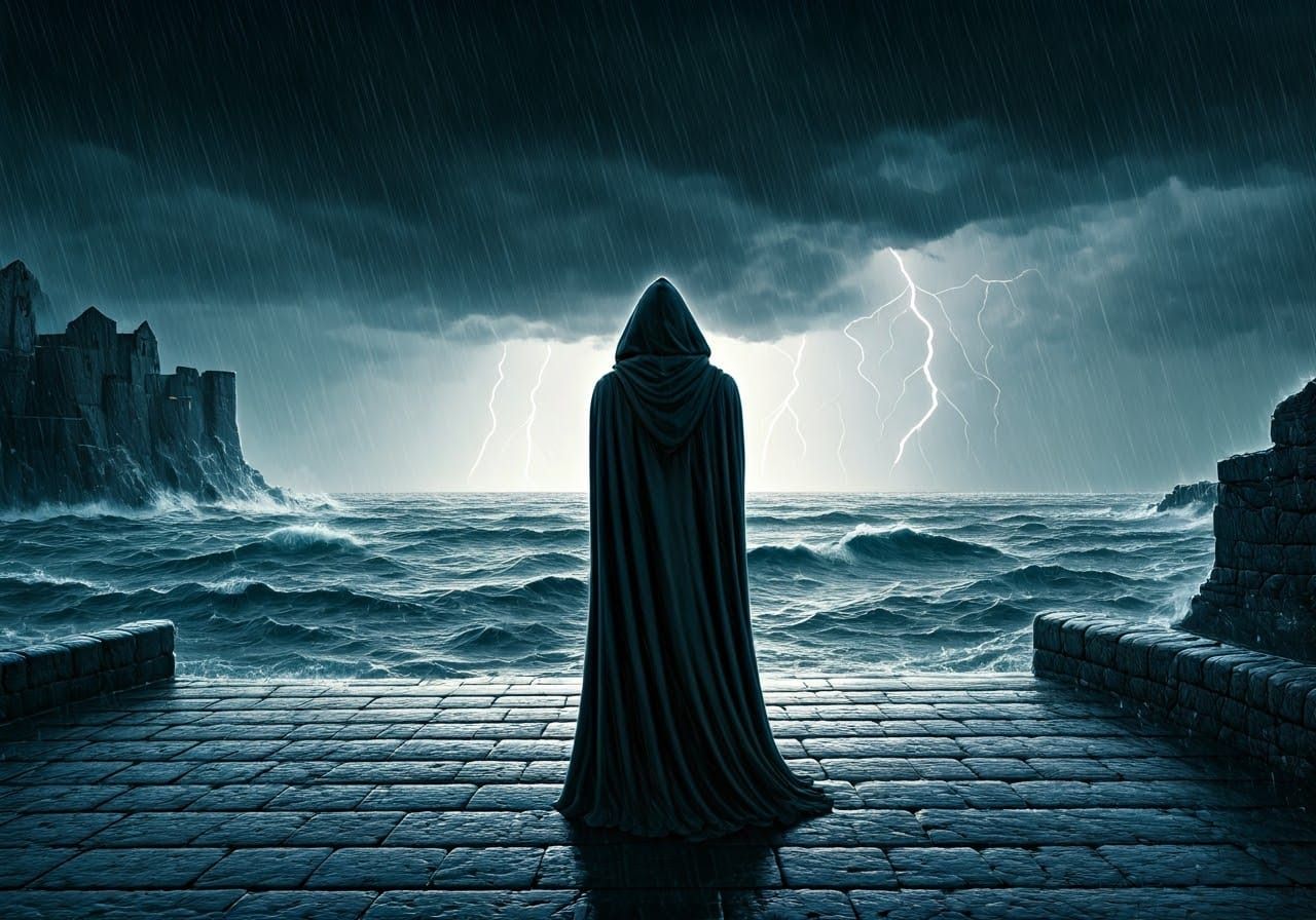 Stormy Port City Scene with Dynamic Lighting