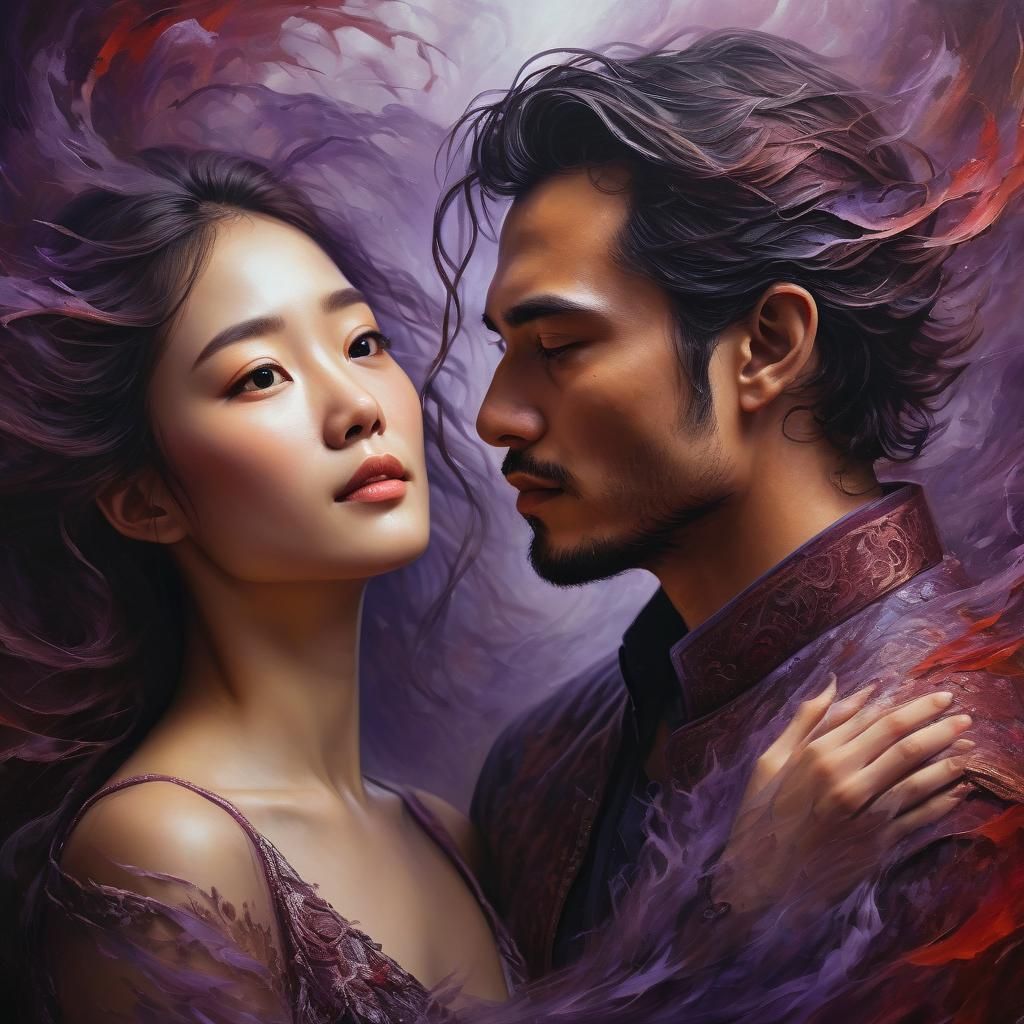 Romantic Couple Portrait in Oil with Soft Brushstrokes