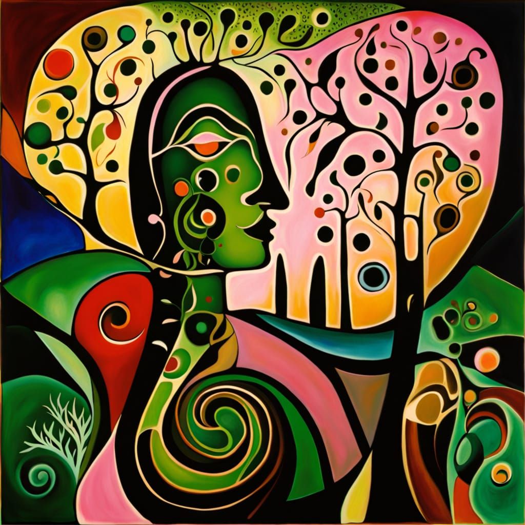 Surrealist Goddess of Nature in Vibrant Crackle Style