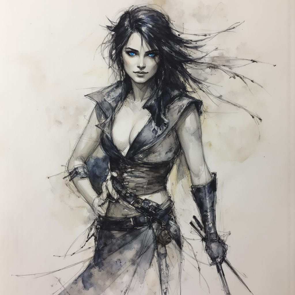 Pirate in Ink and Charcoal Sketch Style