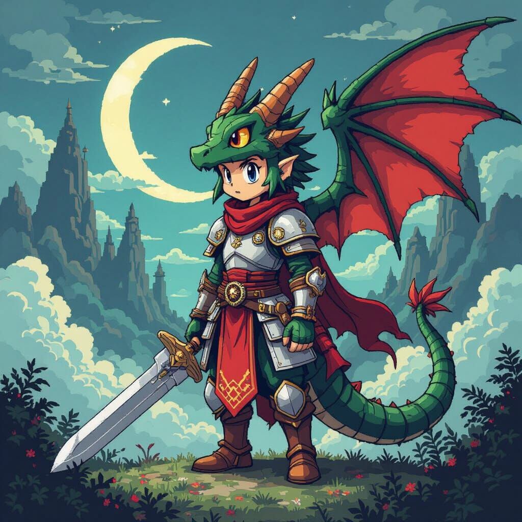 Dark Fantasy Dragon Quest Pixel Art Background