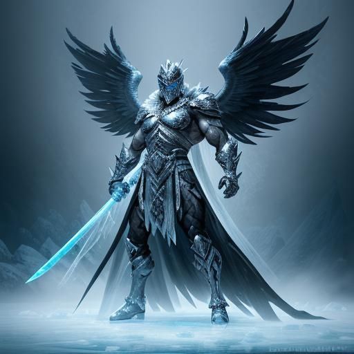 Ice God in Armor on Frozen Mountain