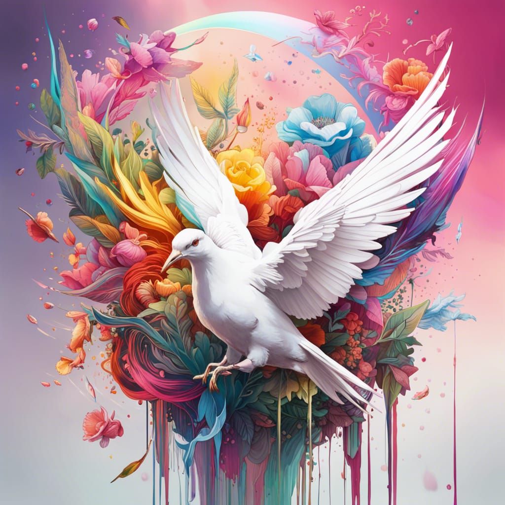 Vibrant World of Peace in Pastel Inkblot Art