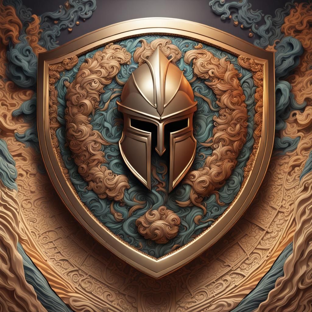 Detailed Spartan Shield in Battle: Hyperrealistic Concept Ar...