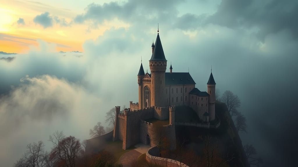 Bran Castle in Dreamlike Surrealist Landscape