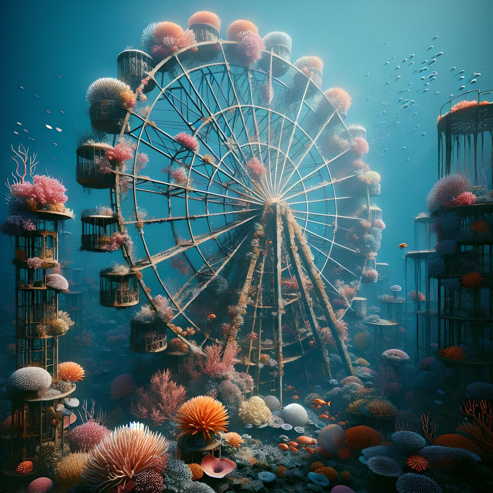 Underwater Ferris Wheel Transformed by Coral Reef