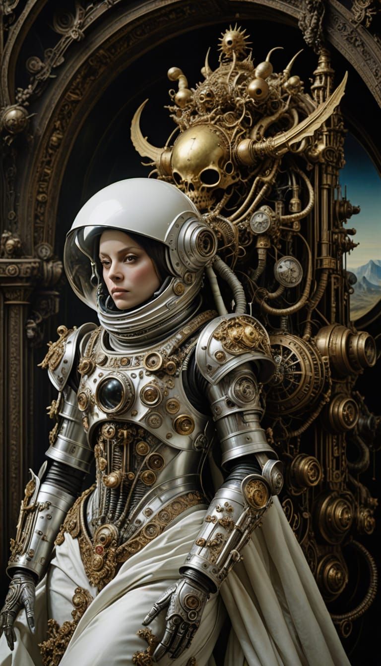 Baroque Astronaut Goddess in Heavenly Post-Apocalyptic Wonde...