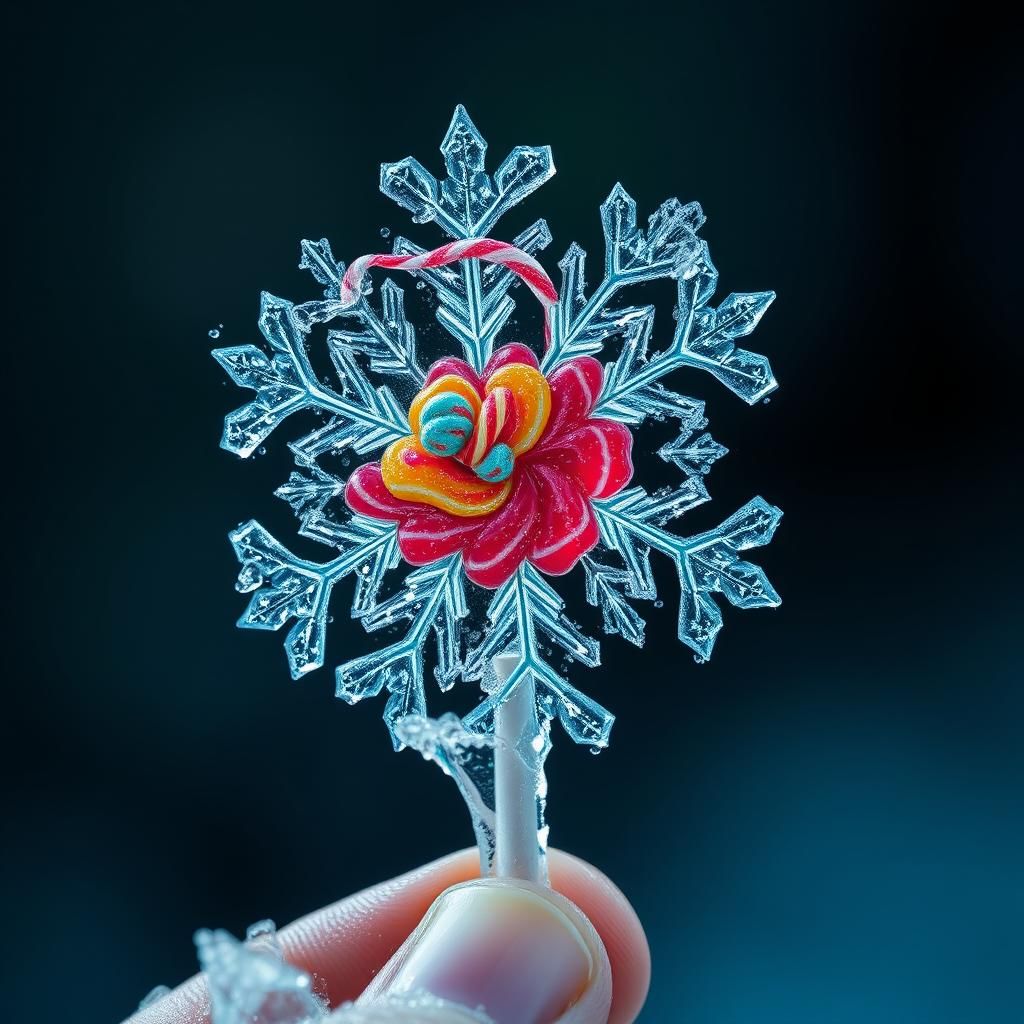 Lollipop and Snowflake in Hyperrealistic Style