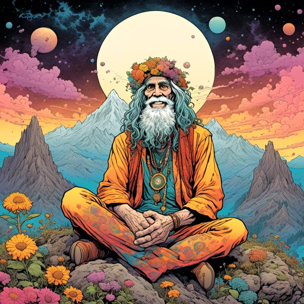 Smiling Shaman in Indie Comic Style