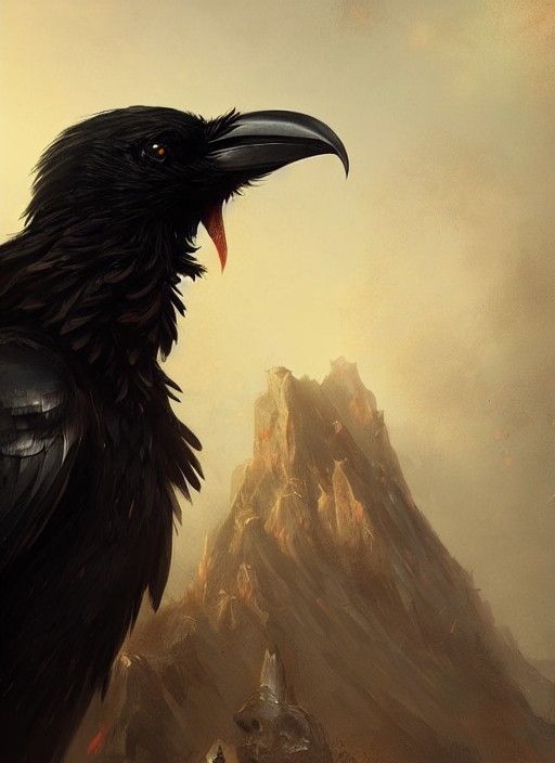 Black Raven Pharaoh with Red Eyes as Digital Art