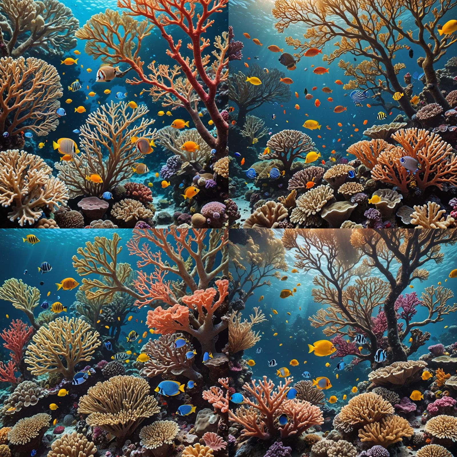 Vibrant Coral Reef Scene with Tropical Fish