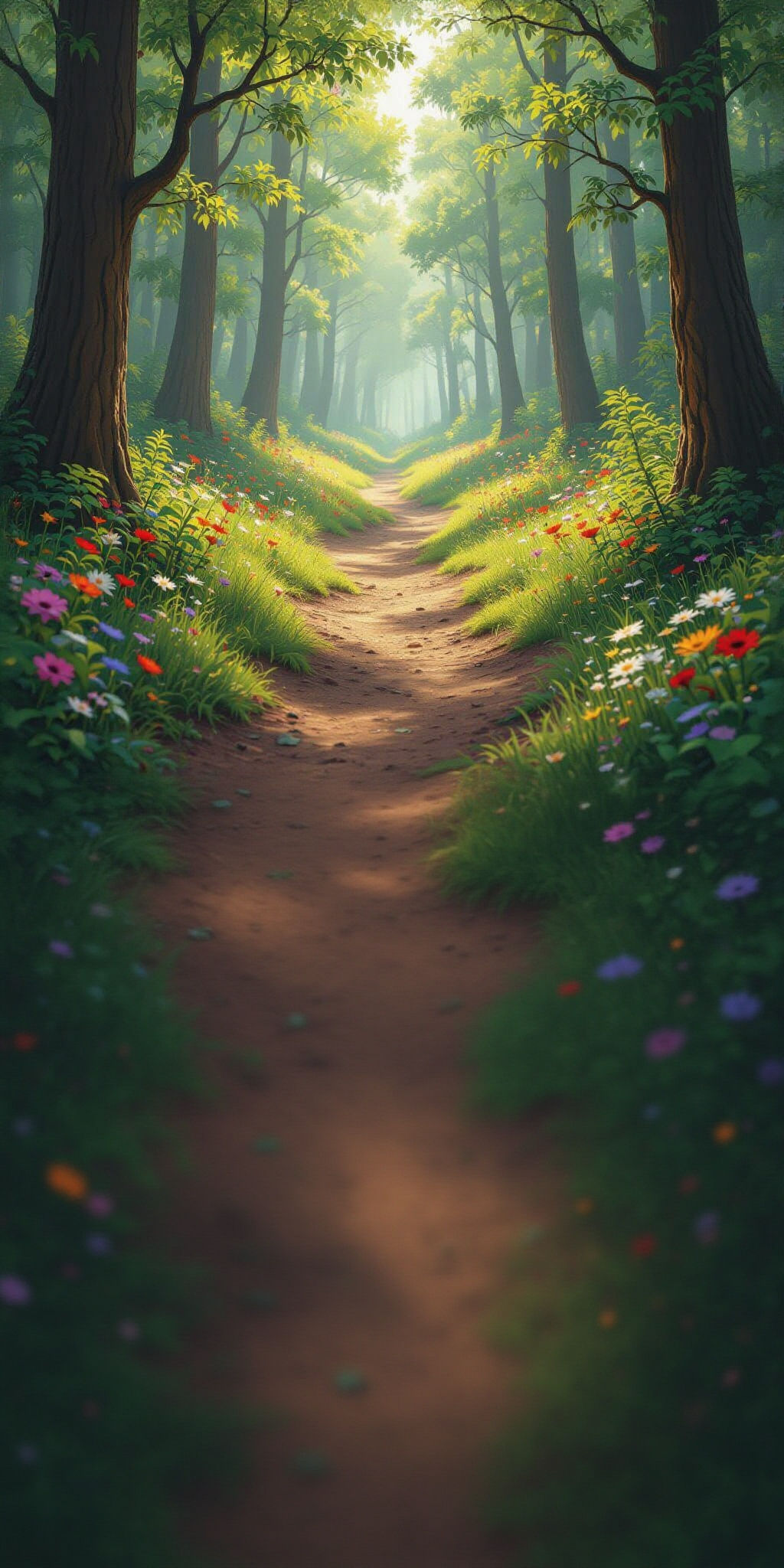 Gentle Forest Path Long Scroll Background