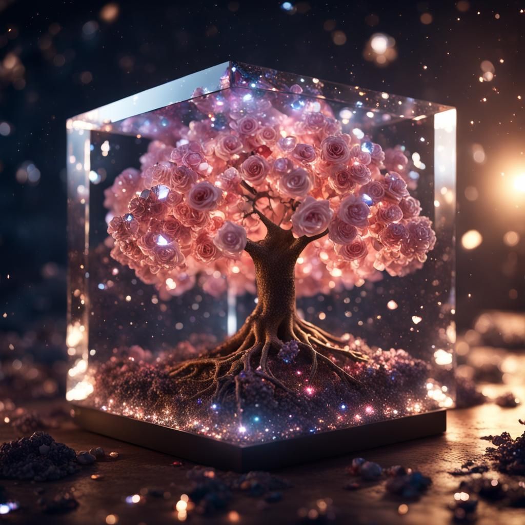 Crystallast Cube with Fairy Gem Tree, CGI Diorama
