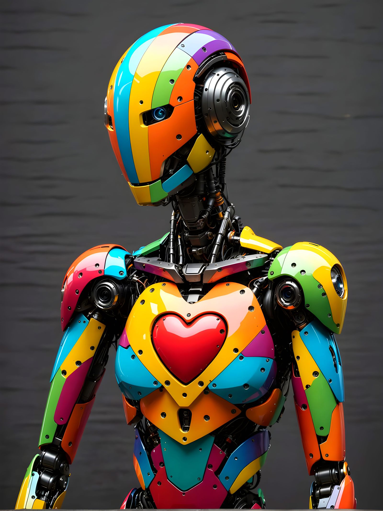 Vibrant Robot Heart in Cyberpunk Hyperreal Style