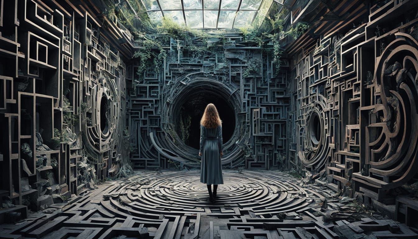 Surreal Collage of Fragmented Mirrors and Nature