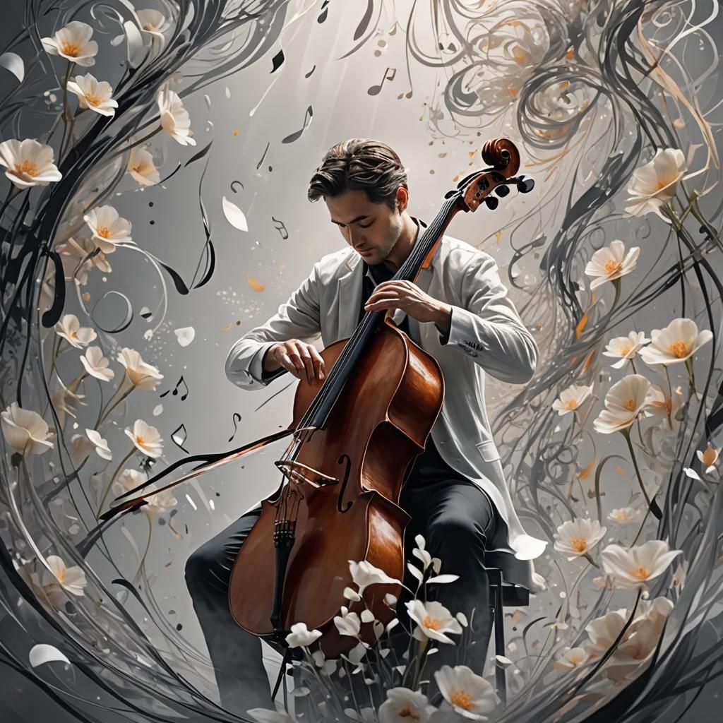 Ethereal Cello Music in Digital Art Style