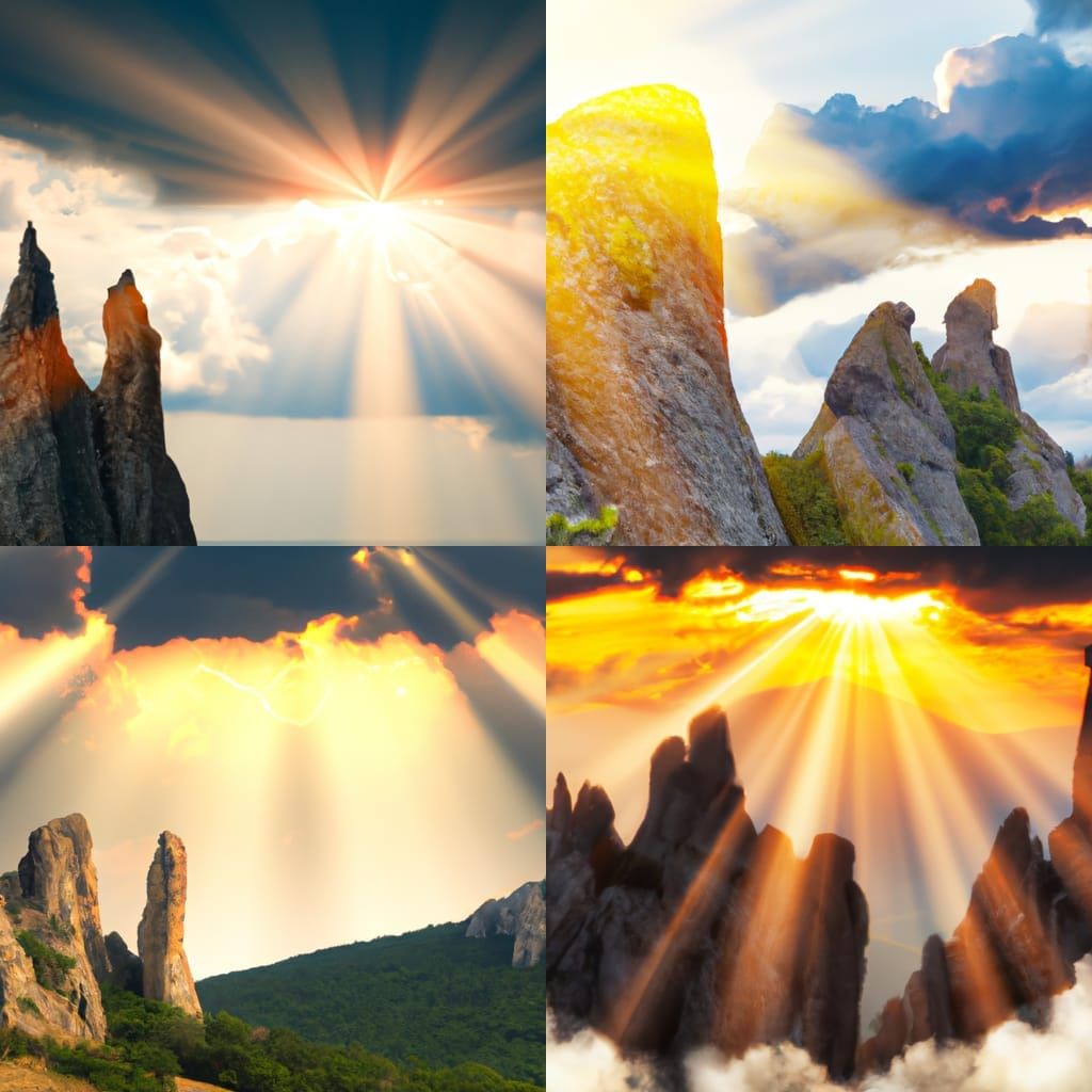 Sunset Rock Spires: Divine Heavenly Landscape