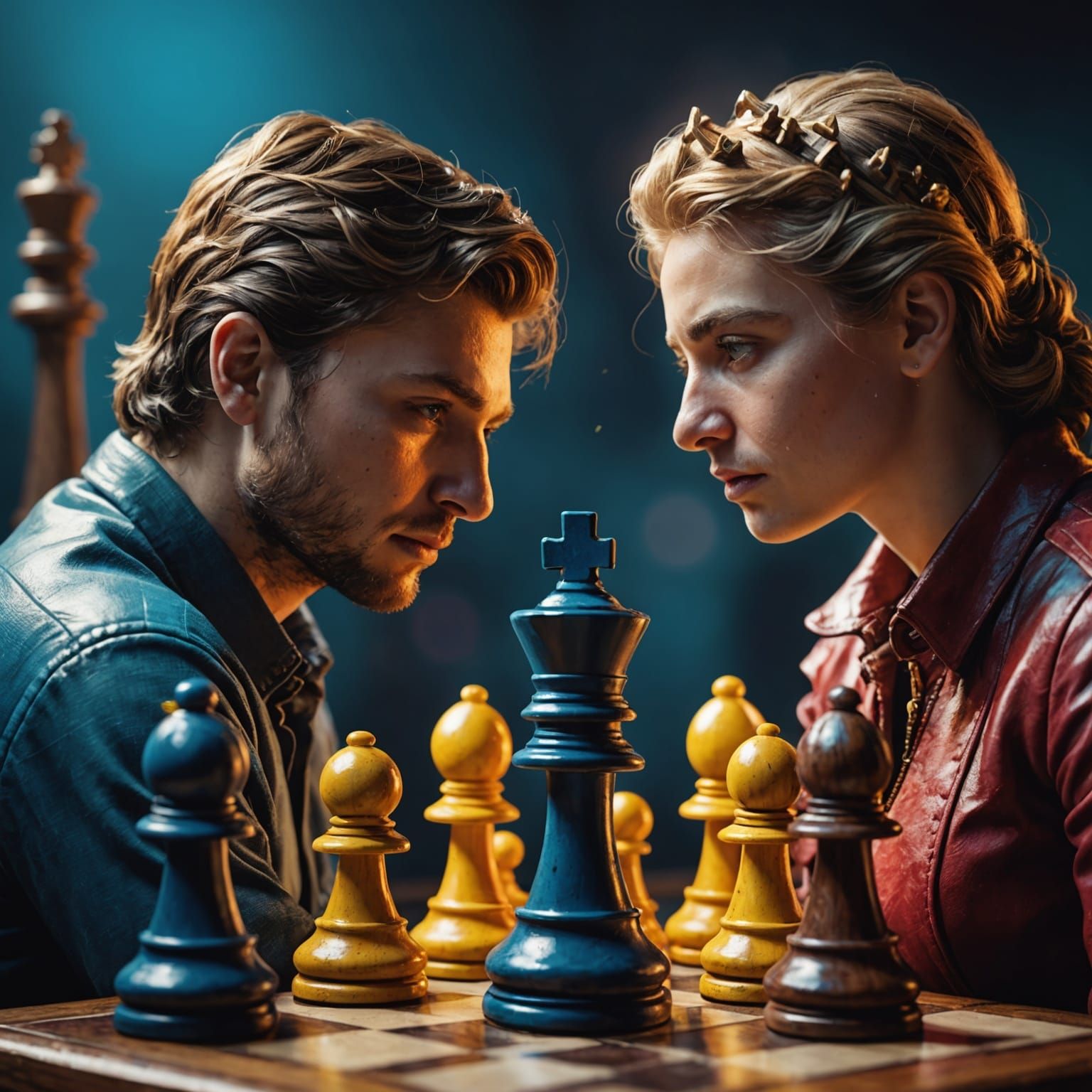 Hyperrealistic Chess Set in Splash Art Style