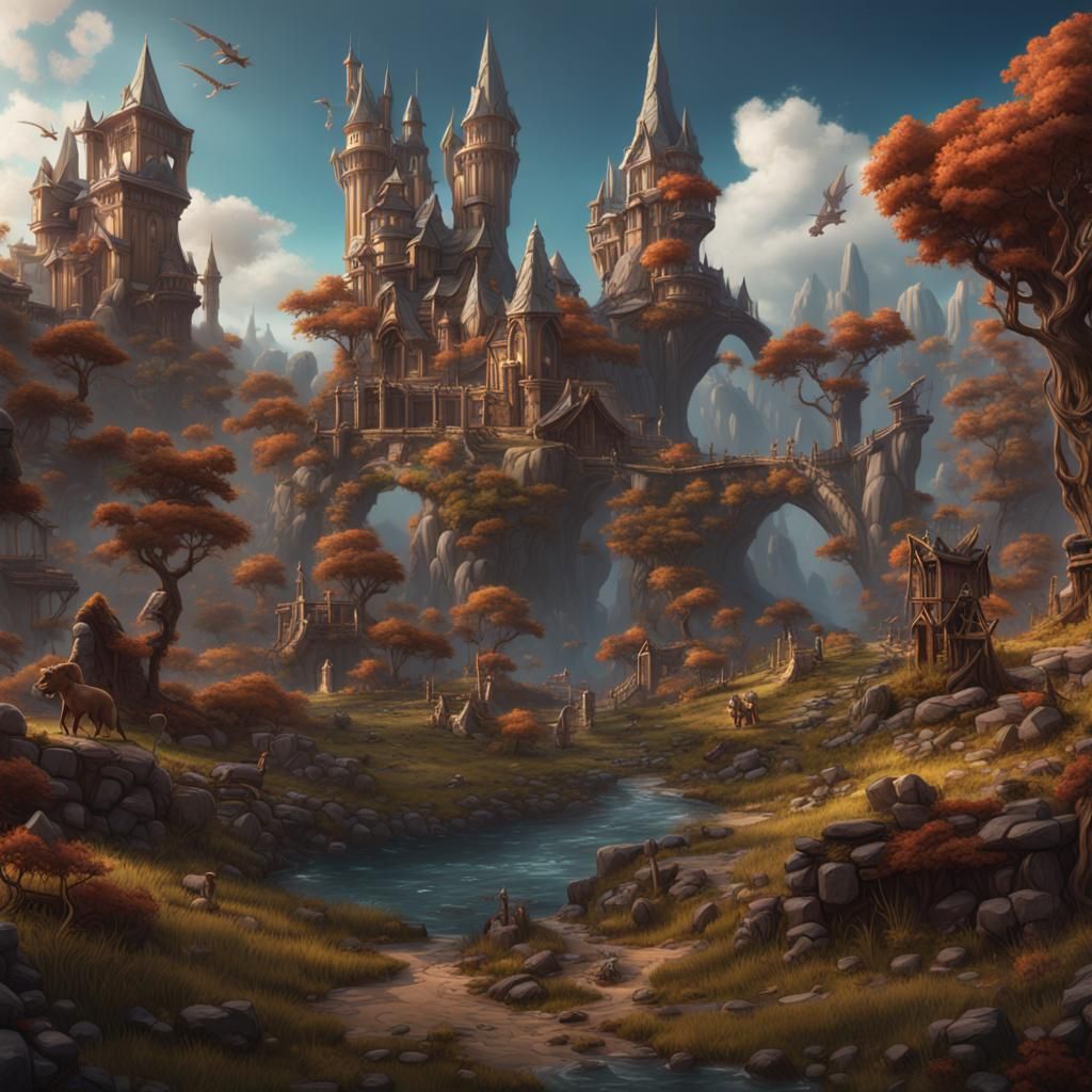 Fantastical Puppy Land: Detailed Matte Painting