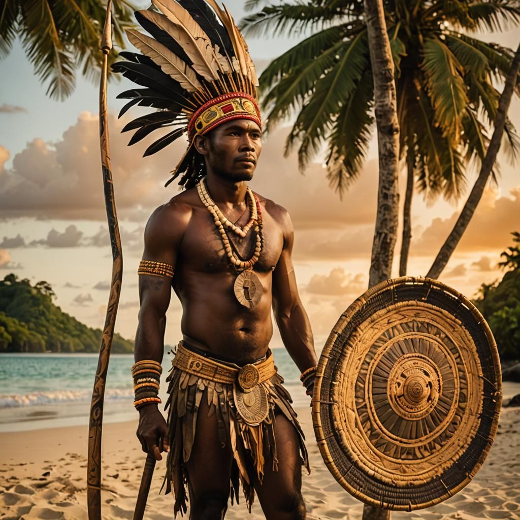 Vanuatu Tribesman in Traditional Pacific Island Art