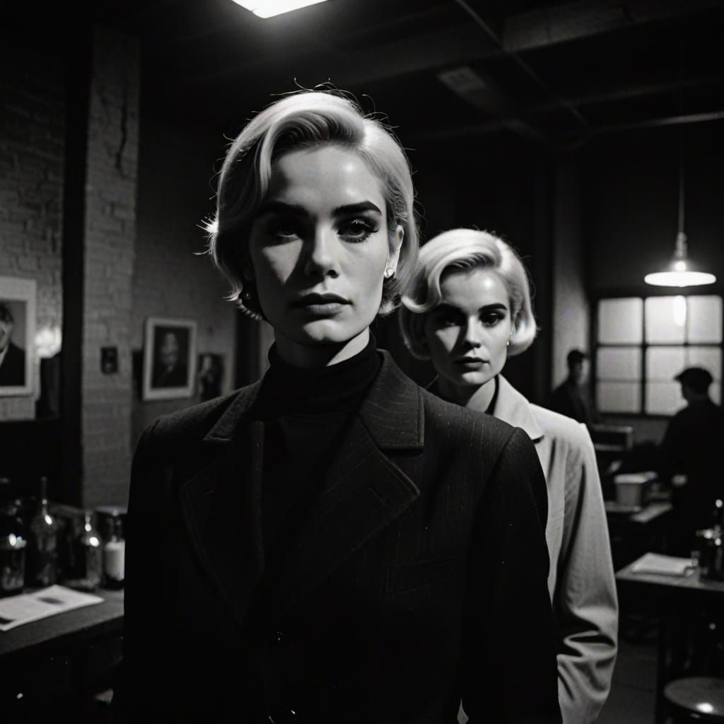 Moody Black and White Portrait of Andy Warhol and Edie Sedgw...
