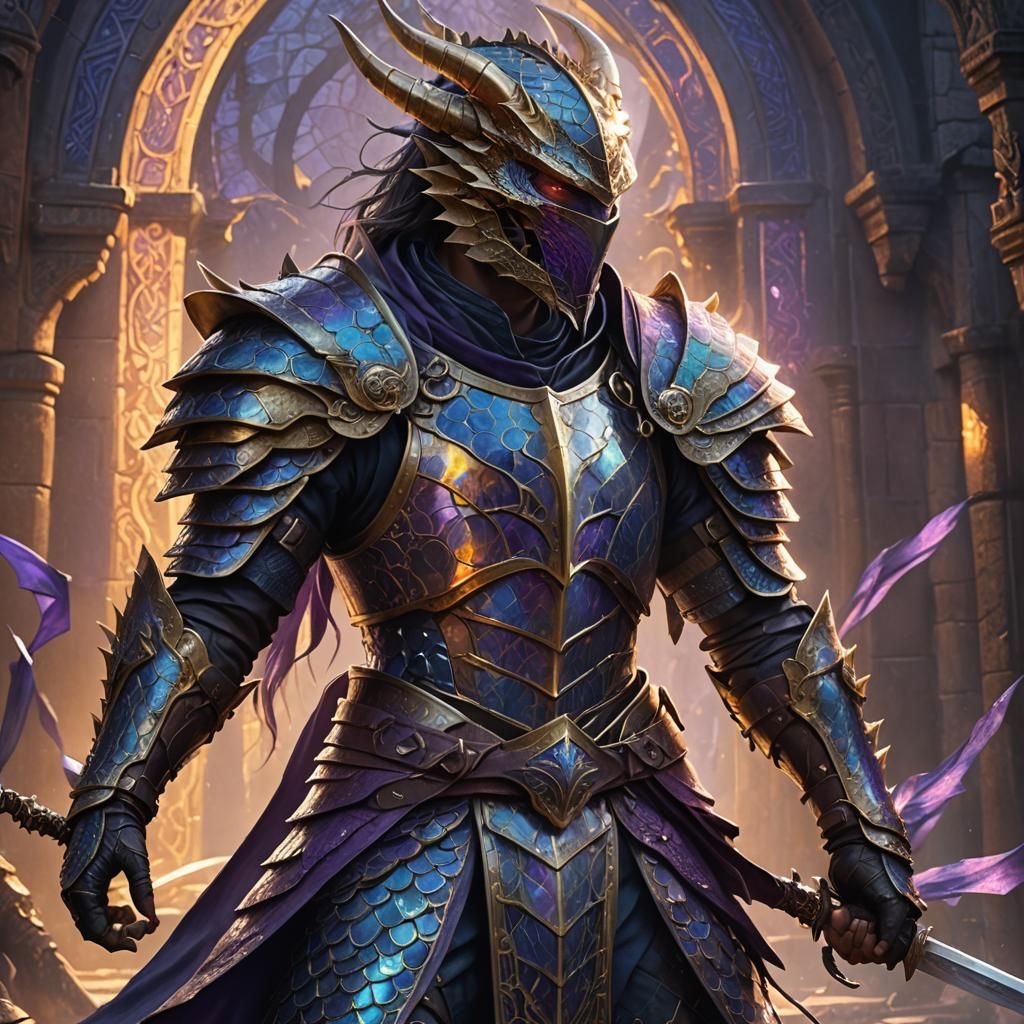 Assassin in Dragon Armor with Chain Daggers