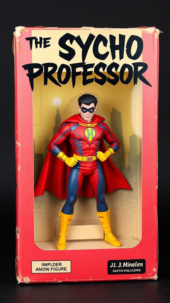 Retro-Style Action Figure Box in Distressed Aesthetic with T...