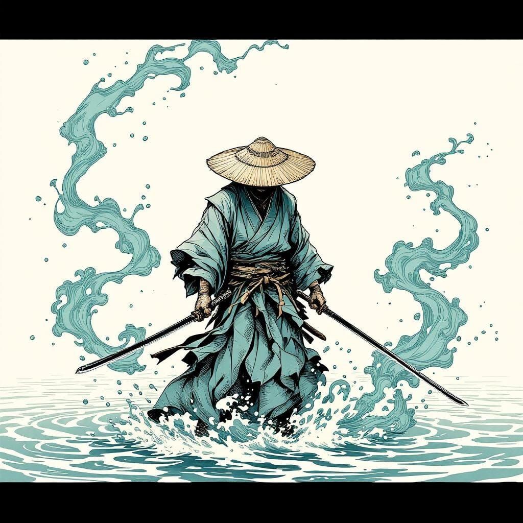 Ukiyo-e Ronin in Water and Smoke