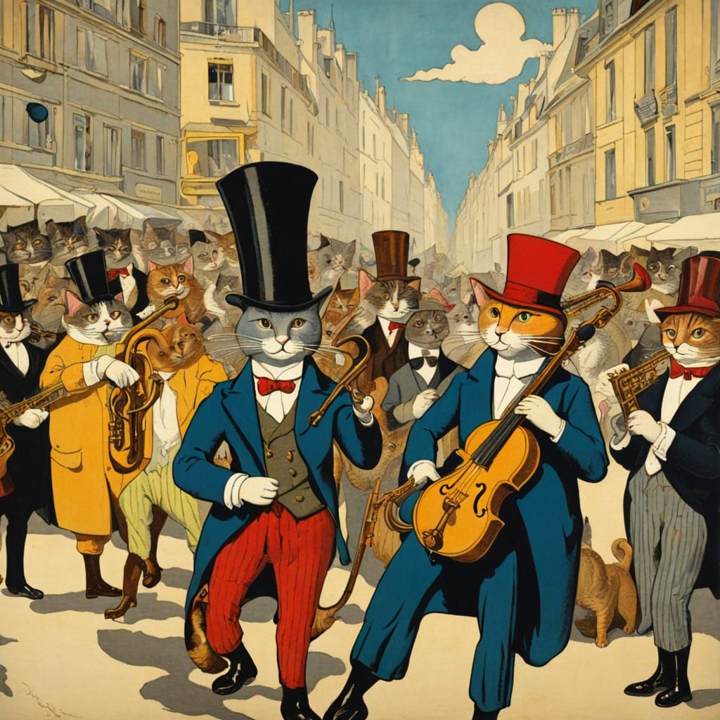 Jazz Cats in Vintage Comic Style