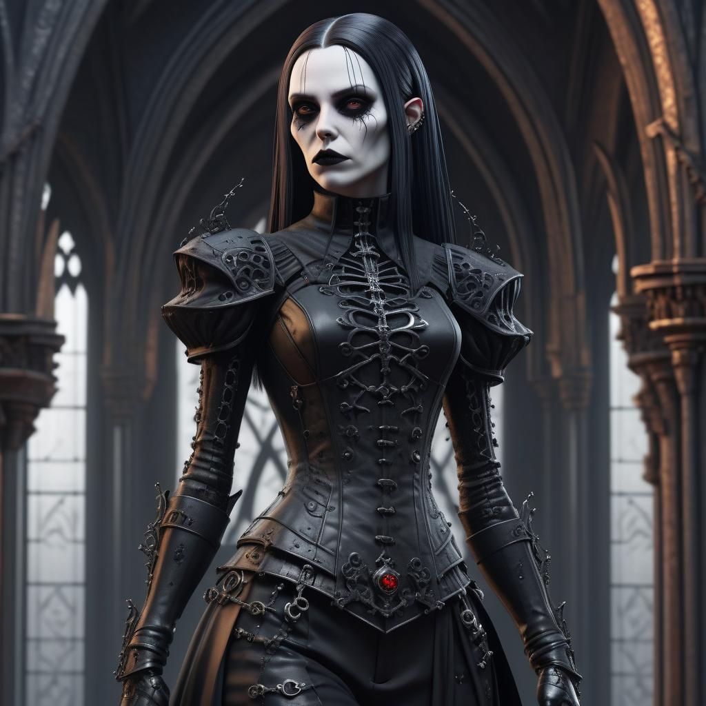 Dystopian Gothic Widow in Detailed Gothic Art