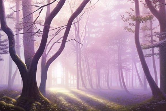 Ethereal Winter Garden Oil Painting in Sunlight