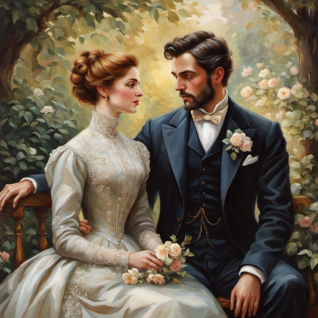 Victorian Romance in a Garden Party Setting