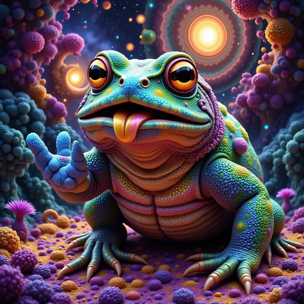 Fractal Shaman in Psychedelic DMT Landscape