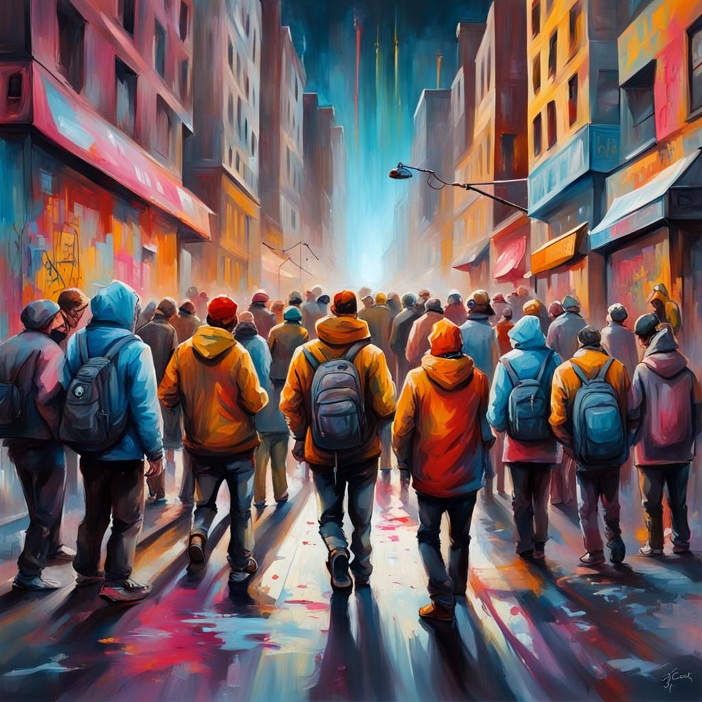 NYE City Street Party in Graffiti Splash Art Style