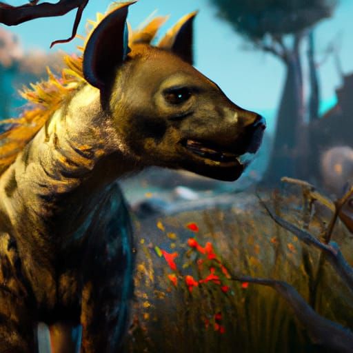 Detailed Hyena in Dark Fantasy Style